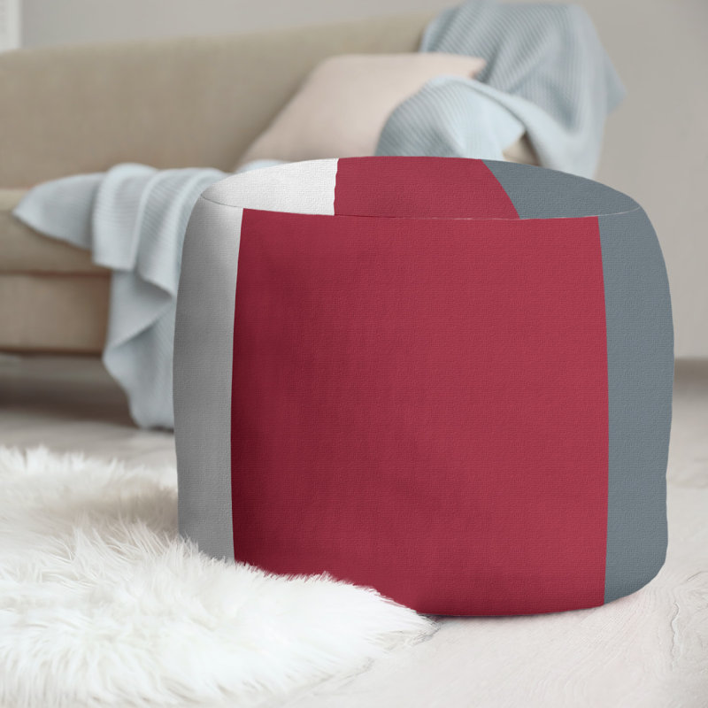 Repose-pieds cubique à rayures washington pullman, Blanc / rouge / gris