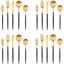 Matte Gold And Silverware Set With Black Handle