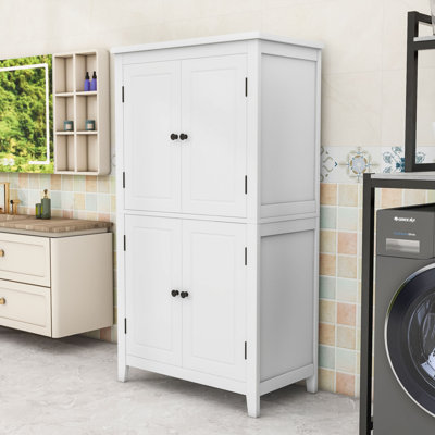 Armoire de salle de bain autoportante en bois moderne Ehlke avec tablette réglable et finition imperméable