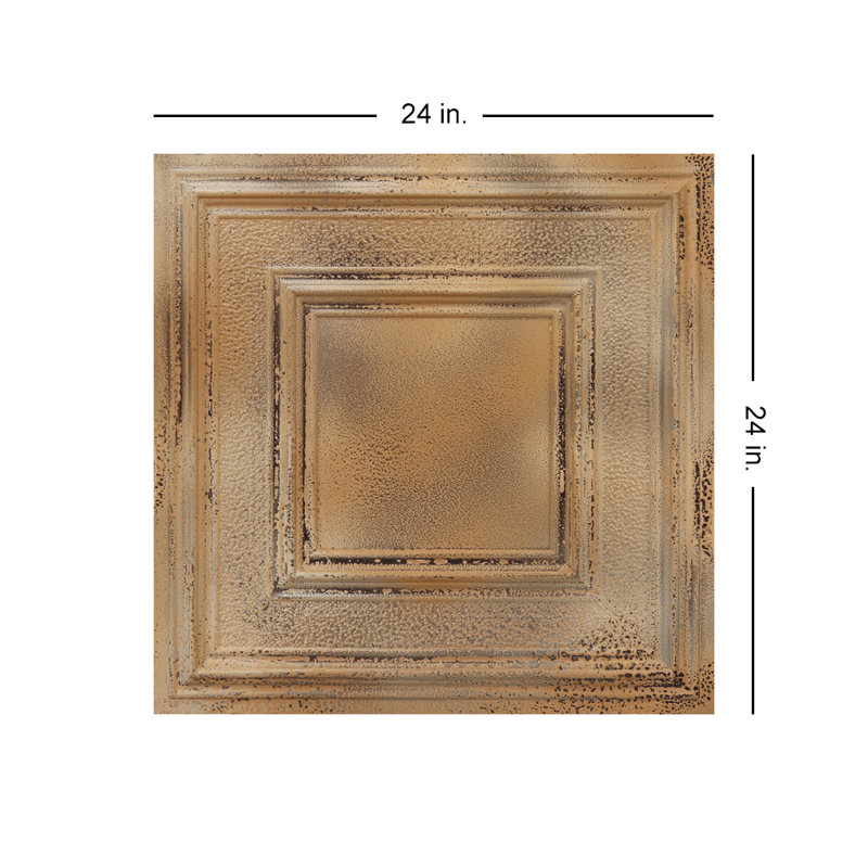 Savannah Stained Metal 24" Square PVC Ceiling Tile