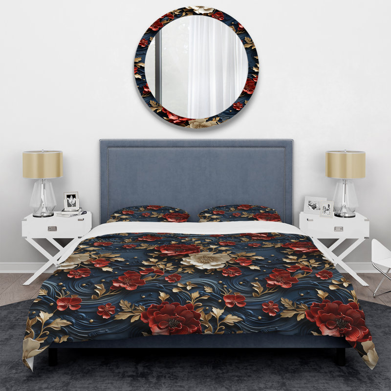 Literie laquée artistique, Housse de couette pour grand lit et 2 taies décor