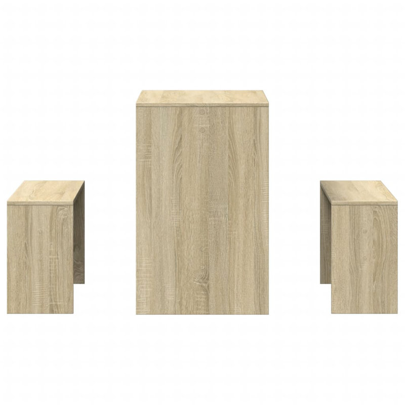 3 Piece Dining Table And Bench Set Engineered Wood, Sonoma Oak