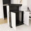 Lit escamotable double avec bureau, tablettes de rangement et armoires noires et blanches