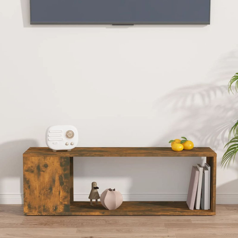 Azeeza Unfinished TV Stand, Smoked Oak