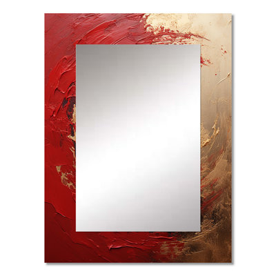 Red Gold Fusion Spiral I - Abstract Spirals Unique Wall Mirror, Modern Mirror, Printed Metal Art