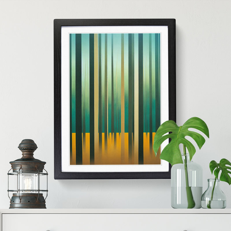 Spring Forest Minimalism - Single Picture Frame Print, Black, 64cm H x 46cm W x 2cm D