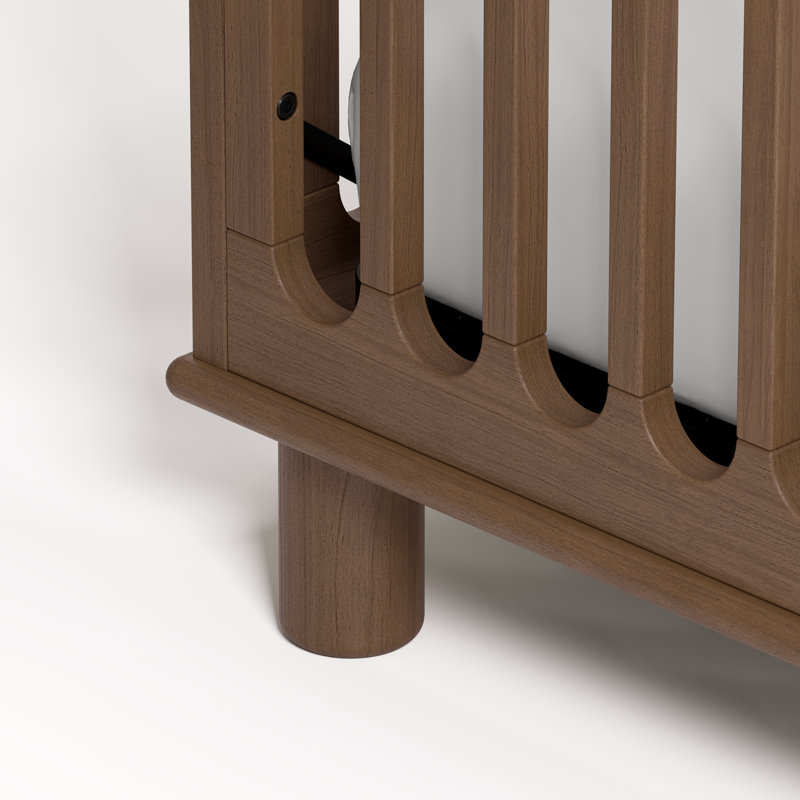 Lit de bébé convertible 3-en-1 de luxe avec barrière de sécurité pour tout-petits Sicily, Noisette, Lit à barreaux