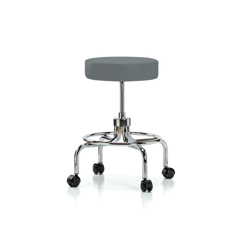 Adjustable Height Lab Stool with Footrest and Removable Casters/Wheels, Cinder