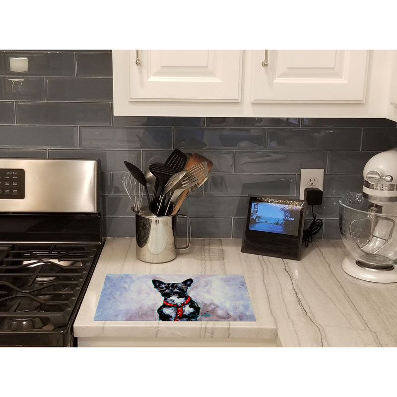 Boston Terrier Ziggy Glass Cutting Board