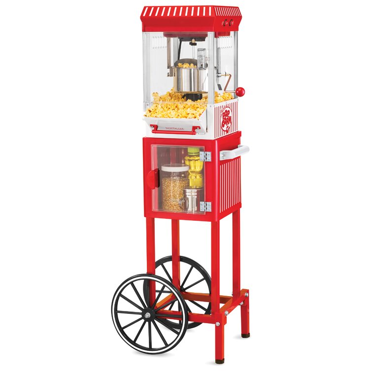 Nostalgia Vintage 2.5-Ounce Professional Kettle Popcorn and Concession Cart, 45 Inches Tall, Makes 10 Cups of Popcorn, Kernel Measuring Cup, Oil Measuring Spoon and Metal Scoop