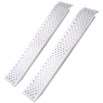 4FT Aluminum Shed Ramps 2PC, Outdoor Loading Ramps For Shed Curb Steps Stairs, Golf Cart Ramps, Four Wheeler Ramps For Hand Truck, Bicycle, Motorcycle, Riding Mower, 880 Lbs Capacity