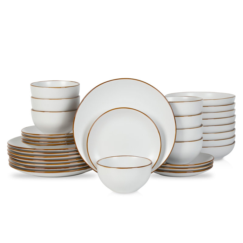Brasa Dinnerware Set Stoneware, White, 32