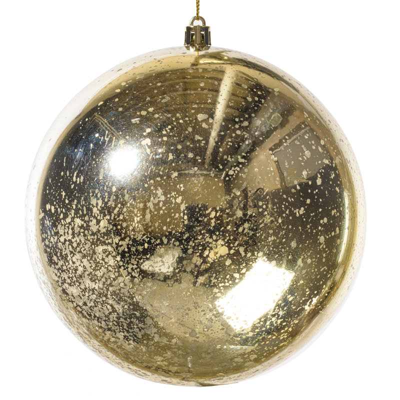 Ornement boule de mercure brillant, H 6 po x l 6 po x P 6 po, Champagne