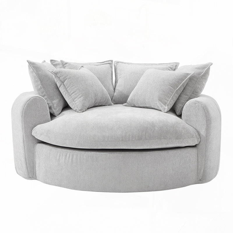 Fauteuil d'appoint rembourré en tissu chenille, Gris clair