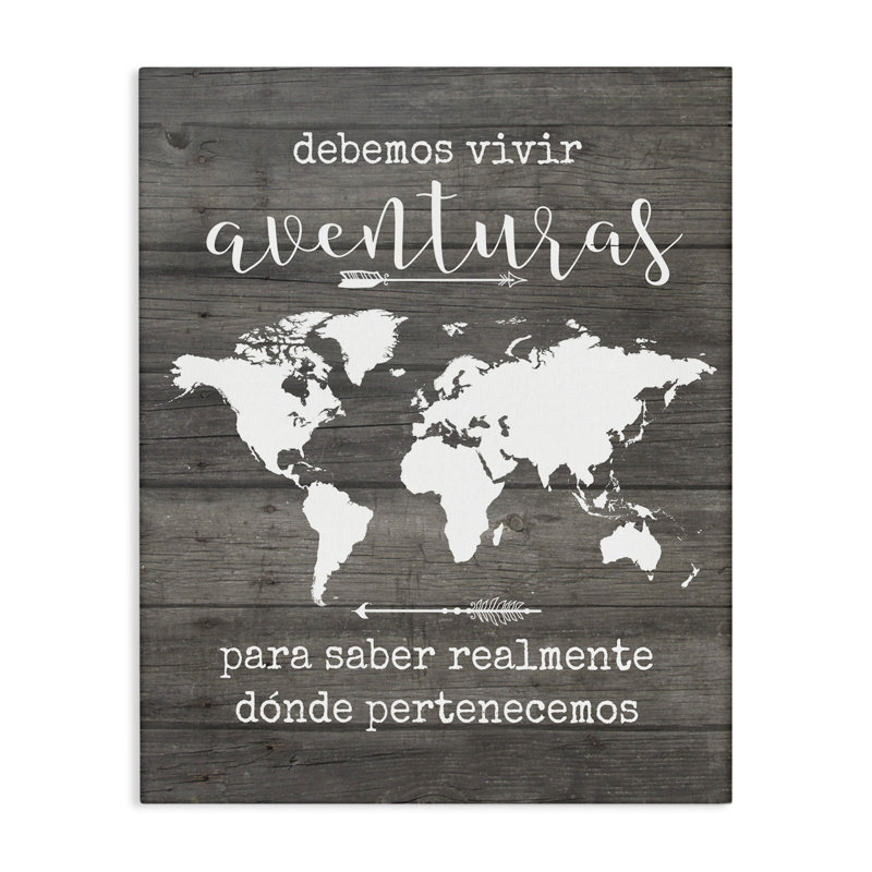 Art mural sur toile Debemos Vivir Aventuras par lettré et doublé, H 20 po x l 16 po