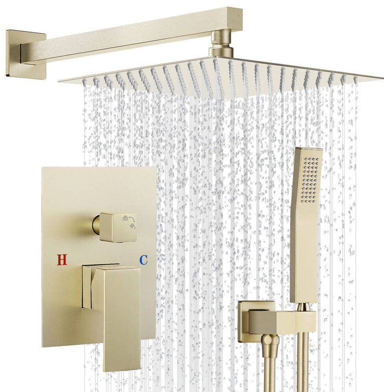 Robinet de douche 12 po, Or brossé