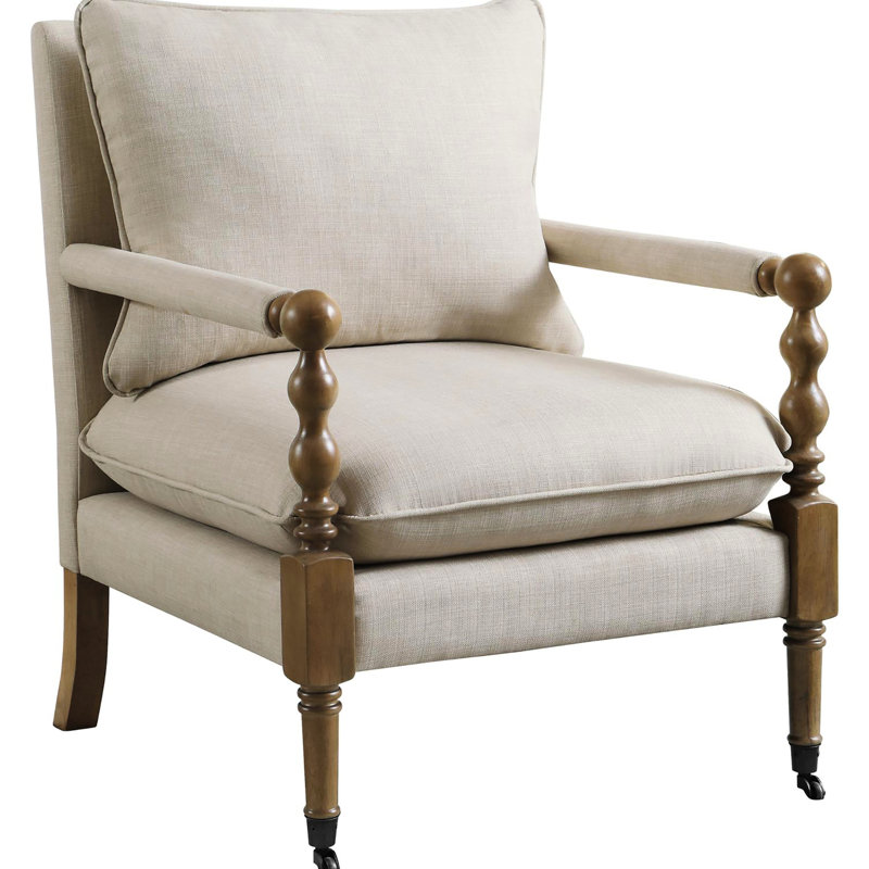 Élégante chaise en bois beige avec lignes courbes - couleur chêne foncé, assise rembourrée de mousse et bois franc asiatique