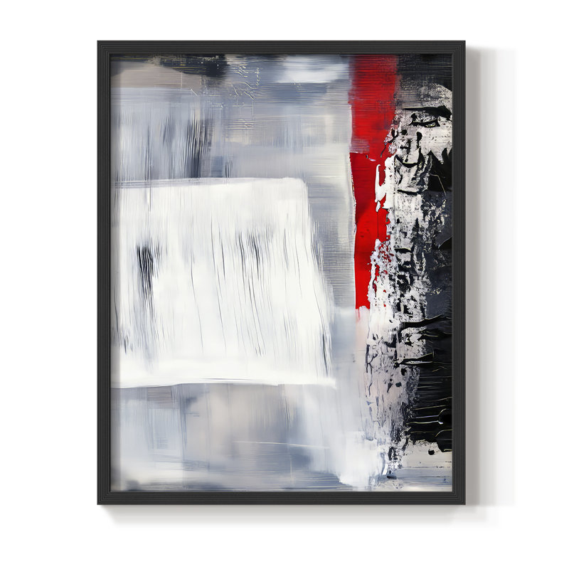 Abstrait, imprimé encadré - prêt à accrocher -, H 29 po x l 23 po, Noir