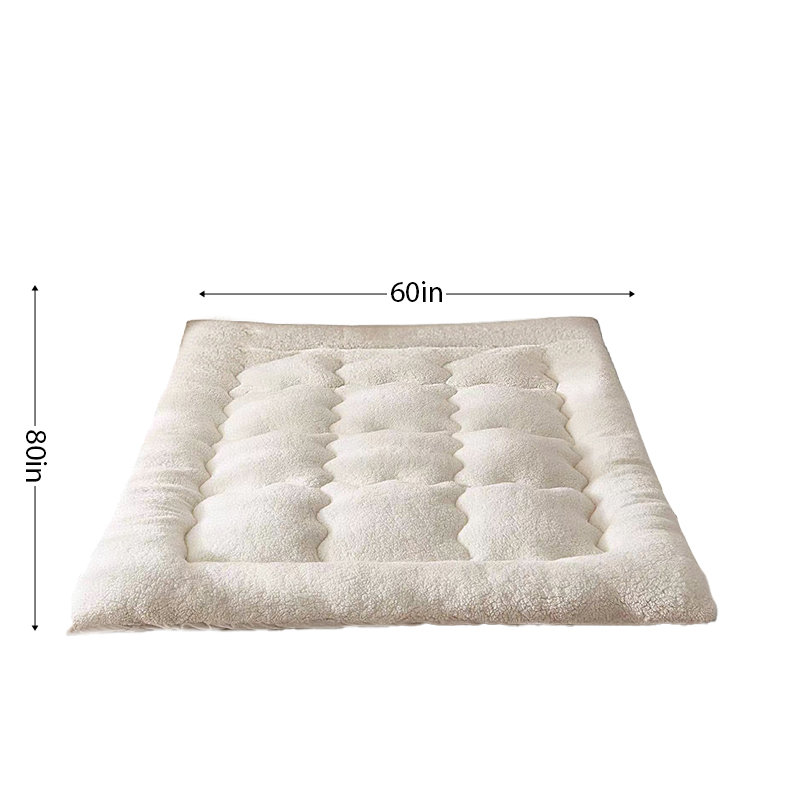 Surmatelas réversible en tissu molletonné doux, lavable à la machine, sur deux côtés, blanc cassé, Grand