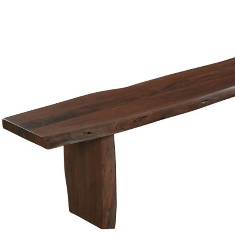 Banc de salle à manger en bois massif brun de 105 pouces Gracie Mills, Brown