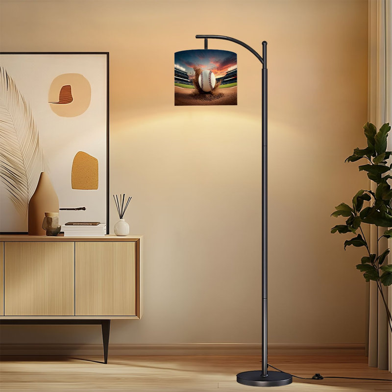 Lampe sur pied à arc avec abat-jour ajustable Baseball Sunset Stadium