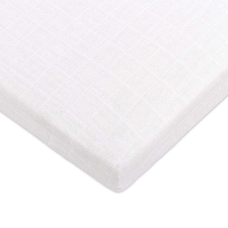 White Organic Cotton Muslin Baby Crib Sheet