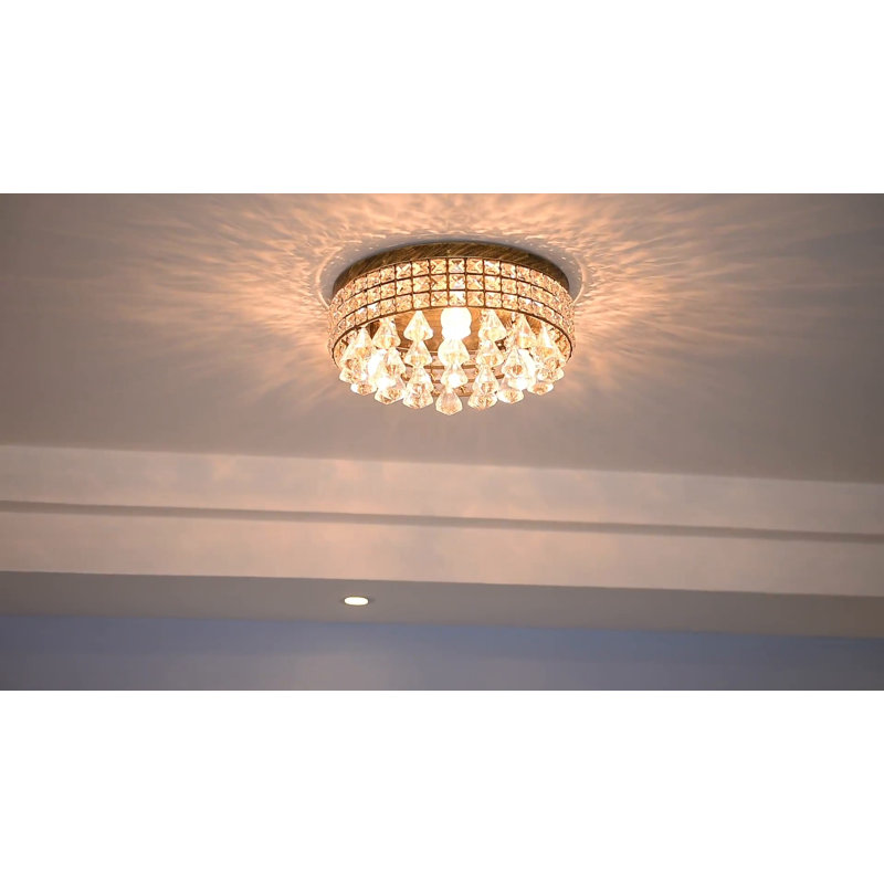 Theodora 4-Light 15'' Crystal Drum Flush Mount