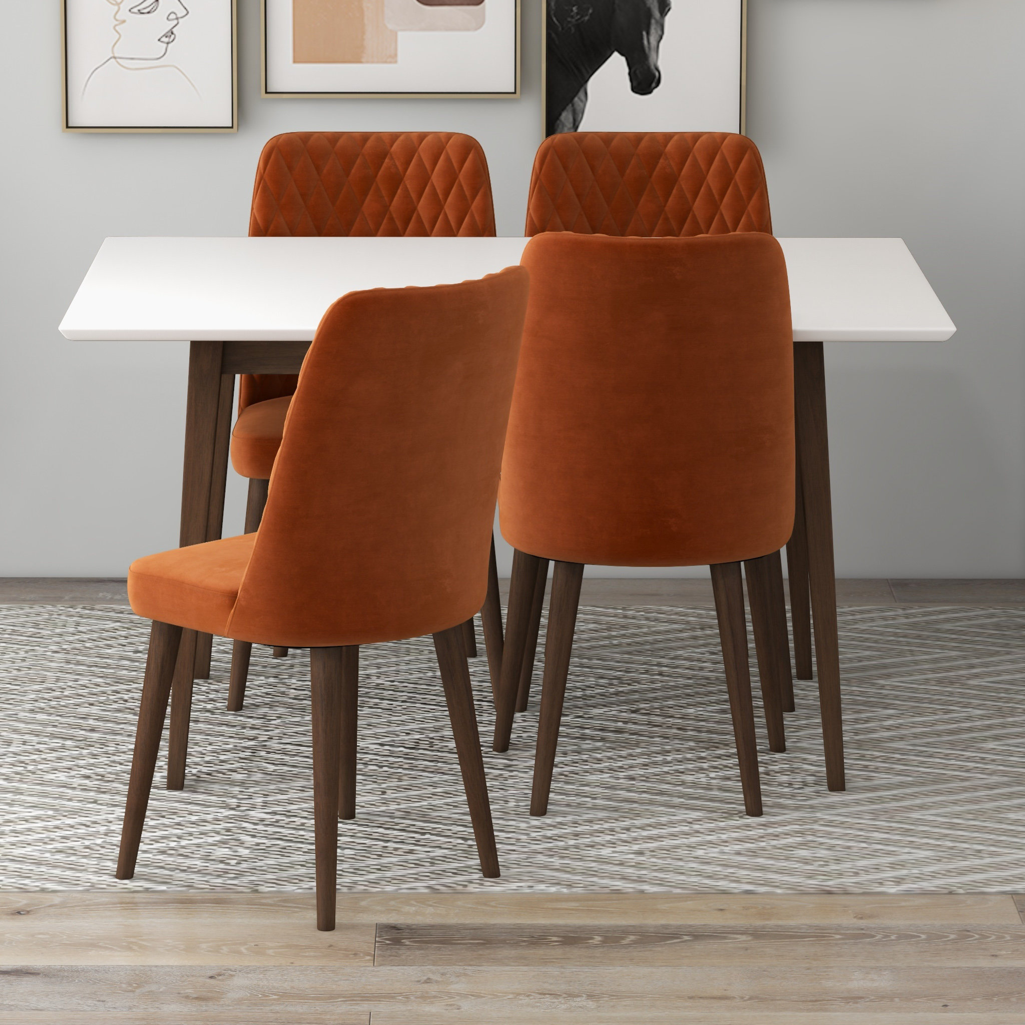 Corrigan Studio Adir Modern Solid Wood Dining Table And Chair Set ...