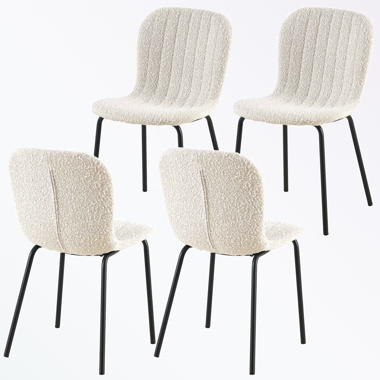George Oliver Boucle Dining Chairs Set of 4 with metal legs | Wayfair