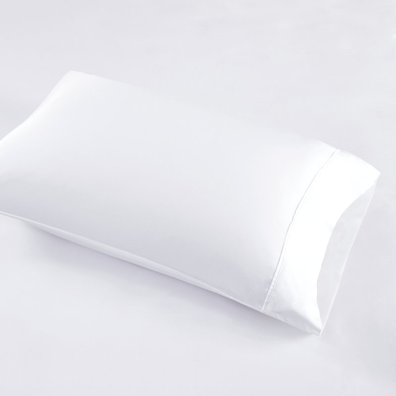 Queen White Cotton Blend Sateen 4-Piece Sheet Set