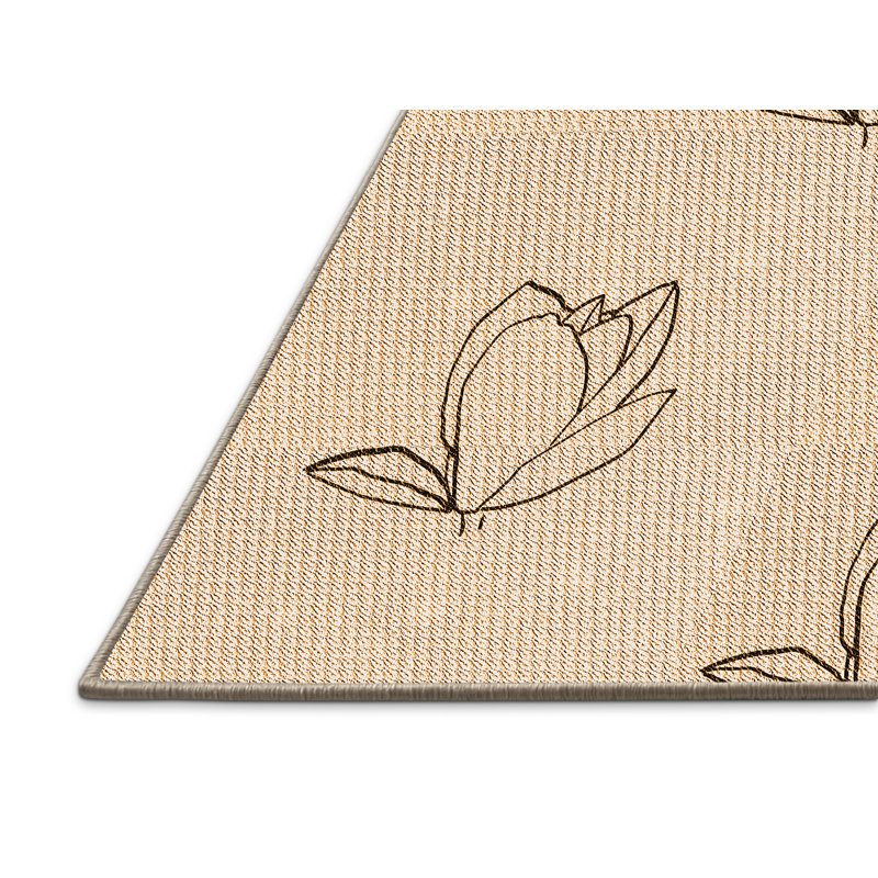 Tapis crème en laine floral, Rectangle 2 pi x 4 pi