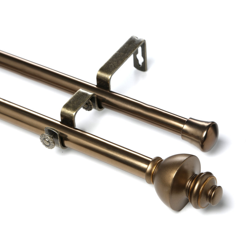 Tringle à rideaux double ajustable Milani, De 28 po à 48 po de largeur, Laiton antique