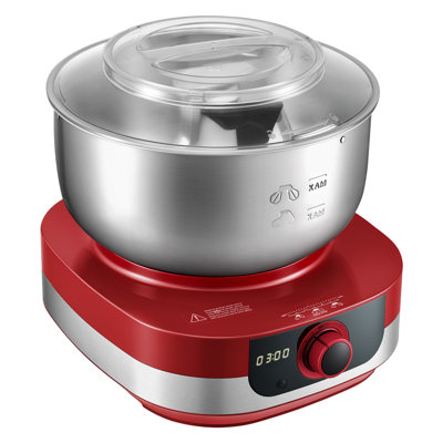 Robot pâtissier électrique sur socle de 5,3 litres (500 W) avec vitesse réglable, bol en acier inoxydable, crochet pétrisseur, fouet et batteur pour la préparation de pizzas, pains, pâtes et mochis.