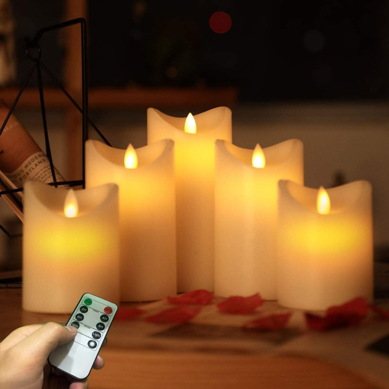 flameless Candles,LED Candles Battery Candle Height 10cm × 2, 13.5cm × 2, 16.5cm × 1; Diameter 8cm; 5PCS Latest Style Battery Candle
