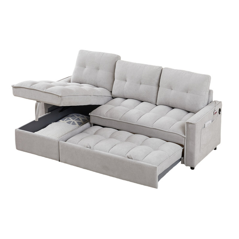 MH 78.75" Reclining Sofa, Light Gray Chenille
