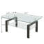 Table basse transparente en verre trempé, table basse avec rangement 2 couches, table centrale transparente