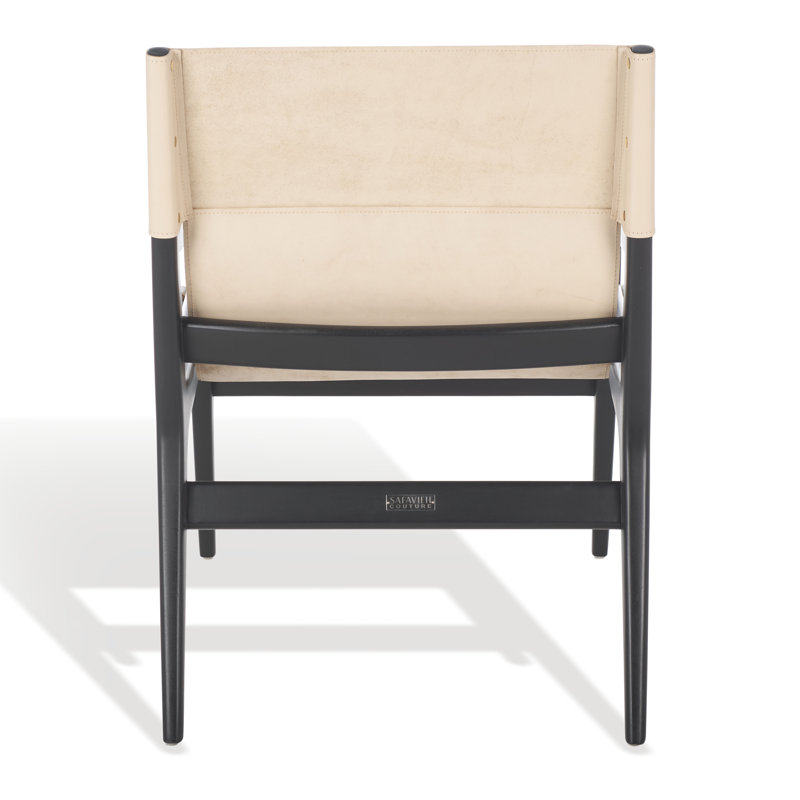 Tesso Leather Armchair, Black, White Genuine Leather