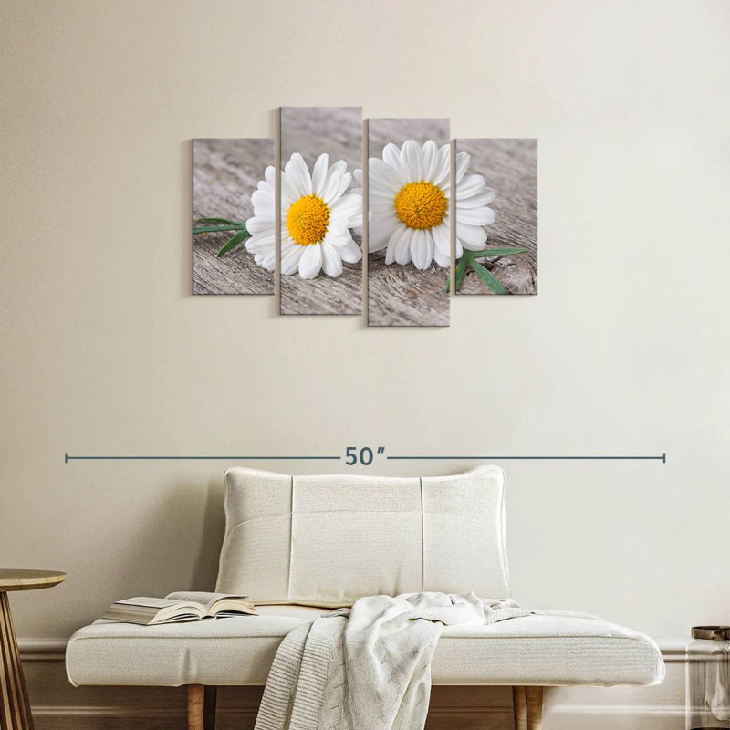 Deux fleurs de camomille Harnek, H 22 po x l 36 po