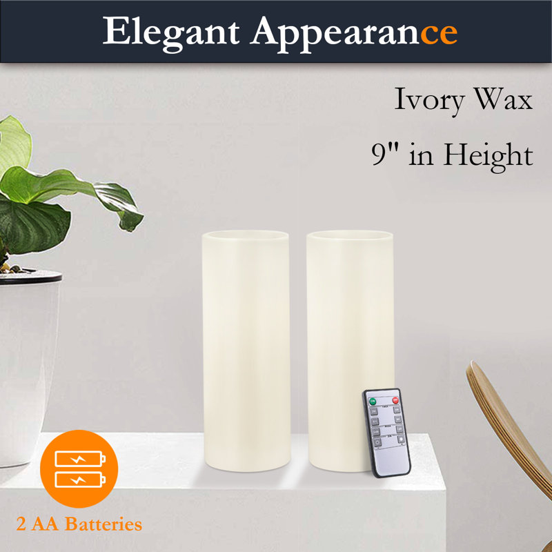 Unscented Flameless Candle, 9" H x 3" W x 3" D