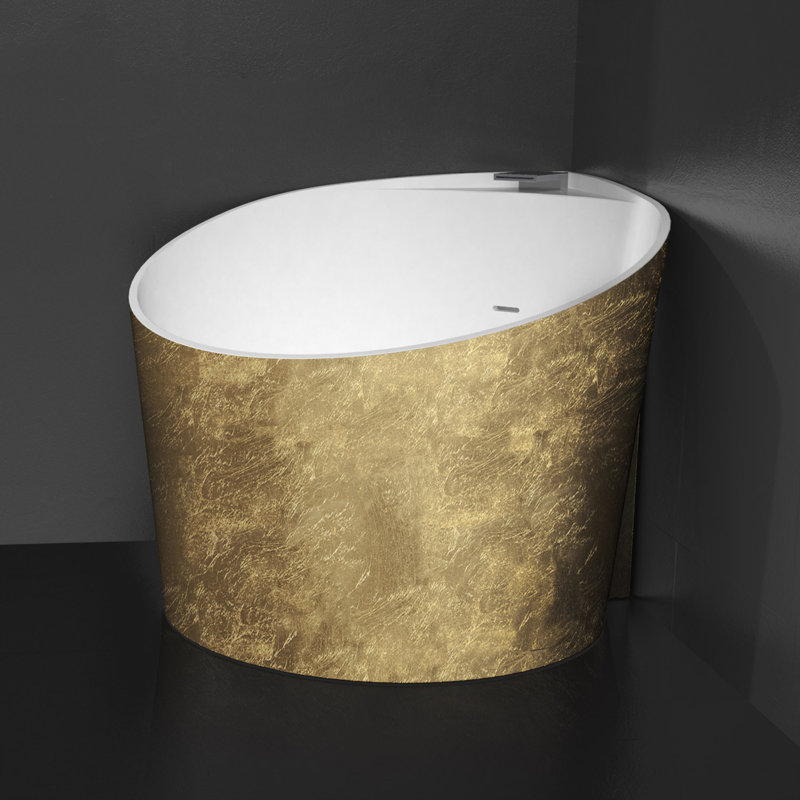 Nova 44.9'' L Freestanding Soaking Bathtub, Gold Leaf