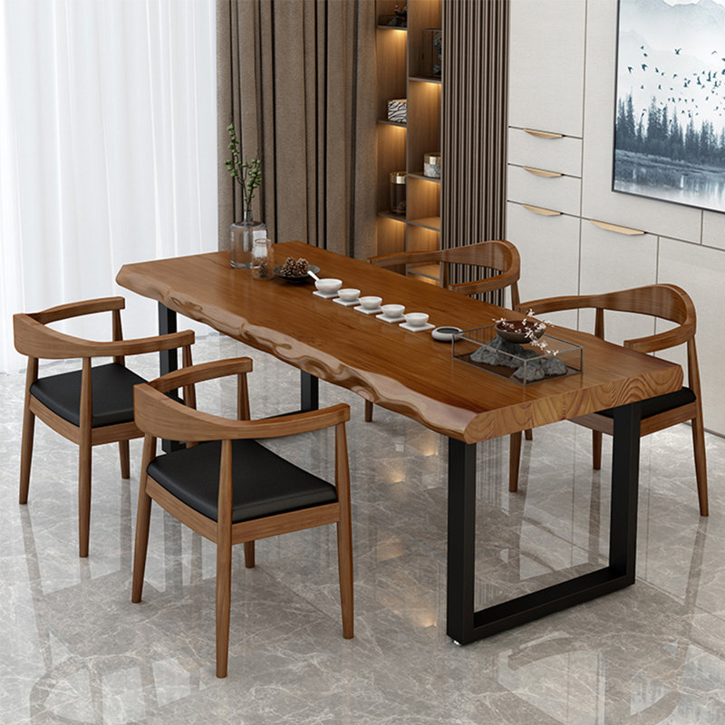 Nordic style iron and solid wood dining table set., 29.5"H x 62.9"L x 27.5"W