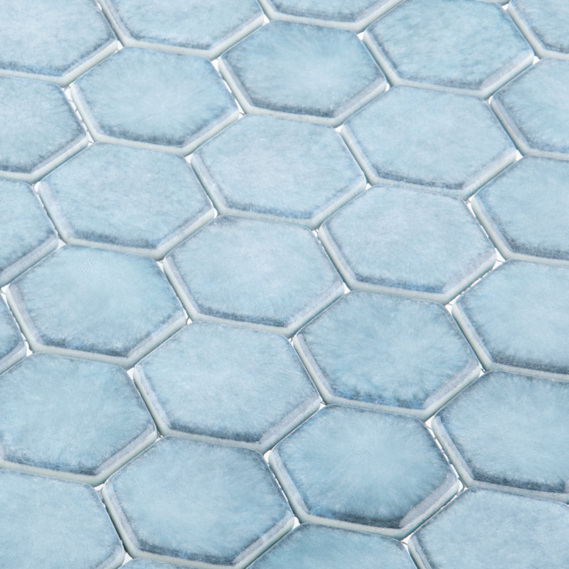 Honoro- Hexite Honeycomb Glass 2" Hexagon Mosaic Kitchen Backsplash, Bathroom, Shower, Pool, Wall and Floor Tile, Teal