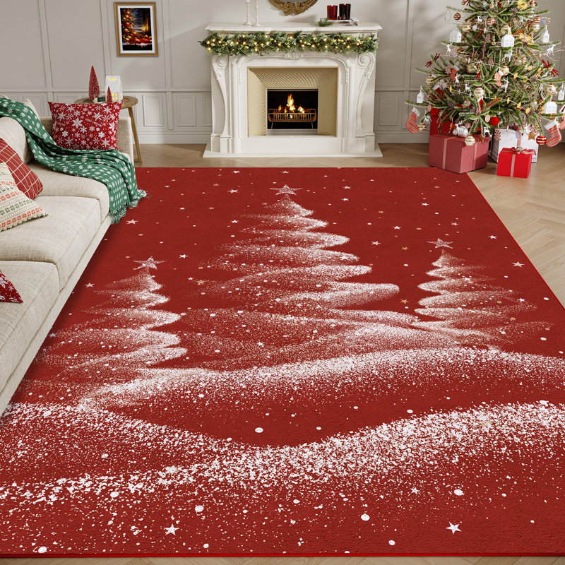 Chamora Christmas Tree Area Rug For Festive Holiday Decor, Rectangle 7'9" x 9'9"