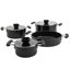 Ensemble de batterie de cuisine antiadhésive en aluminium 7 pièces Danemark Tools for Cooks, noir
