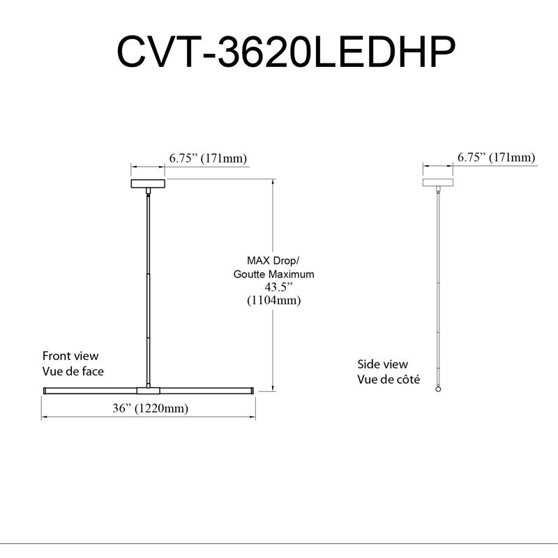 Luminaire suspendu horizontal Corvette - 20 W - Diffuseurs en acrylique blanc, Noir mat