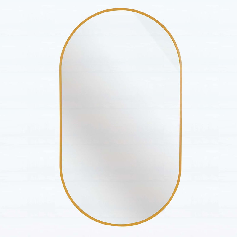 Élégant miroir ovale en métal, Doré, 28 po x 20 po