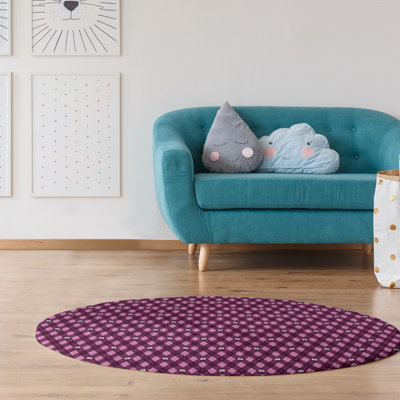 Tapis de zone rose « reg patterns argyle crânes »