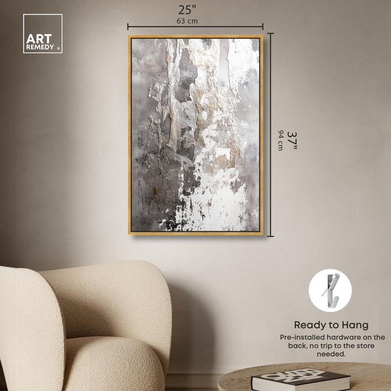 «Rusted Echo II», art numérique sur toile , H 37 po x l 25 po, Cadre flottant doré