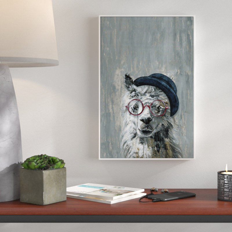 « mad hatten llama », art encadré Bellana, H 18 po x l 12 po x P 1,5 po