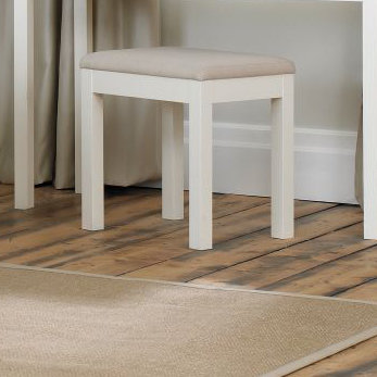 Cillian Solid Wood Accent Stool, Soft White/Oak